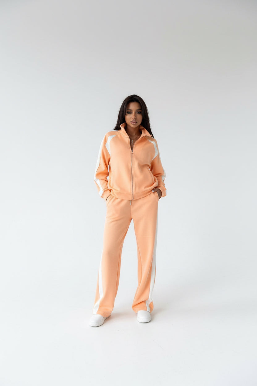 womens-long-sleeve-zip-up-jacket-and-sweatpants Two-Piece Set