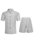 Mens Casual Striped Single-Breasted Shirt And Shorts Set