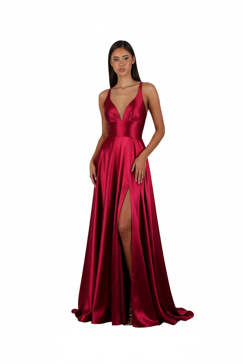 Women's Strap Solid Color V-Neck Dress