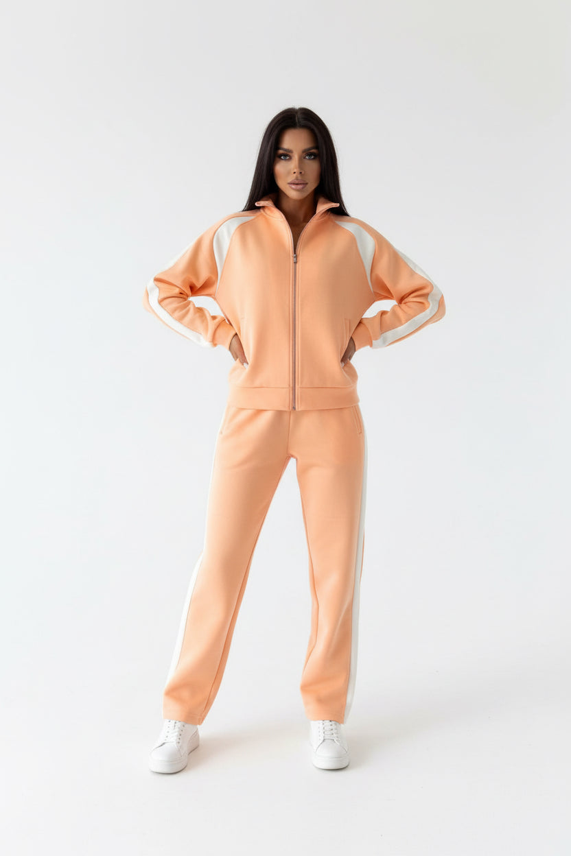 womens-long-sleeve-zip-up-jacket-and-sweatpants Two-Piece Set