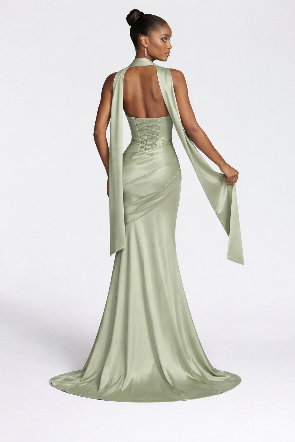 Elegant Halter Neck Satin Dress