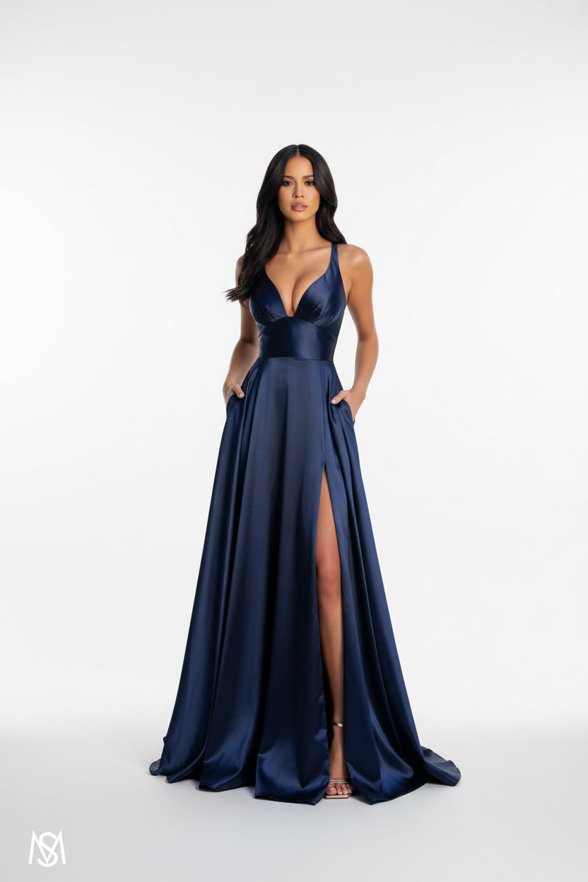 Women's Strap Solid Color V-Neck Dress