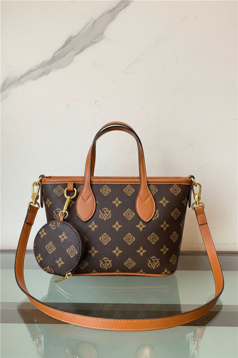 Retro-printed Shoulder Tote Bag