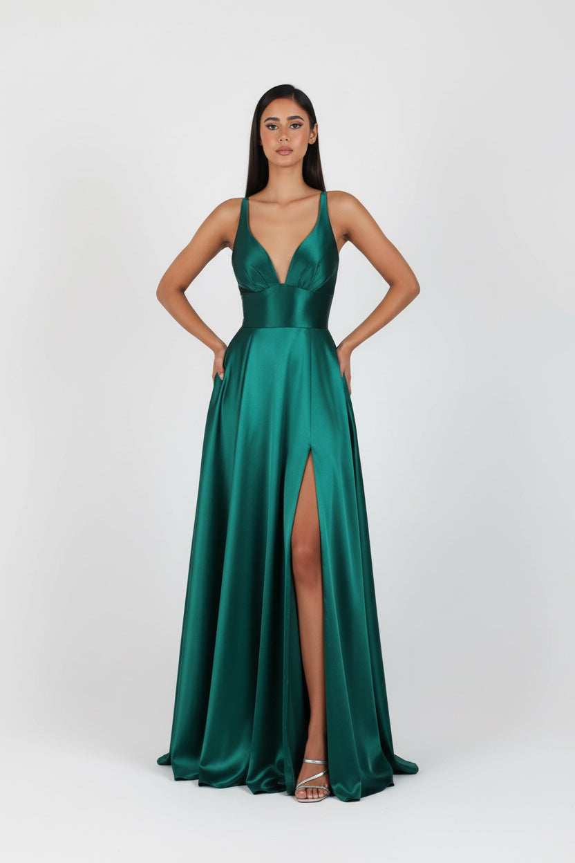 Women's Strap Solid Color V-Neck Dress