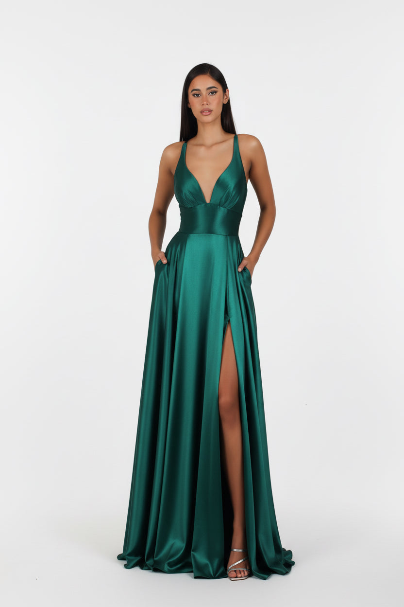 Women's Strap Solid Color V-Neck Dress