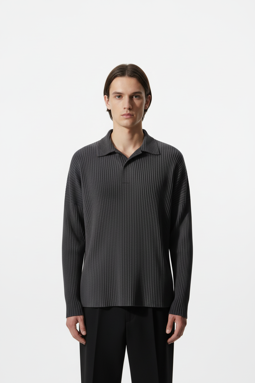 Men's Casual Pleated Long-sleeved Top