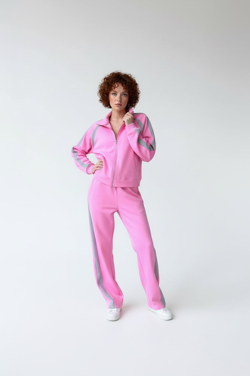 womens-long-sleeve-zip-up-jacket-and-sweatpants Two-Piece Set