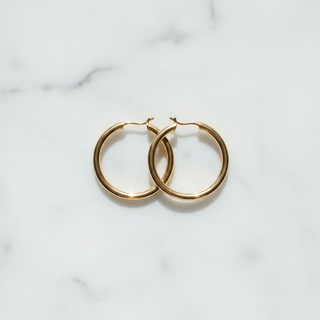 Minimalist Gold Hoop Earrings - Flat Lay